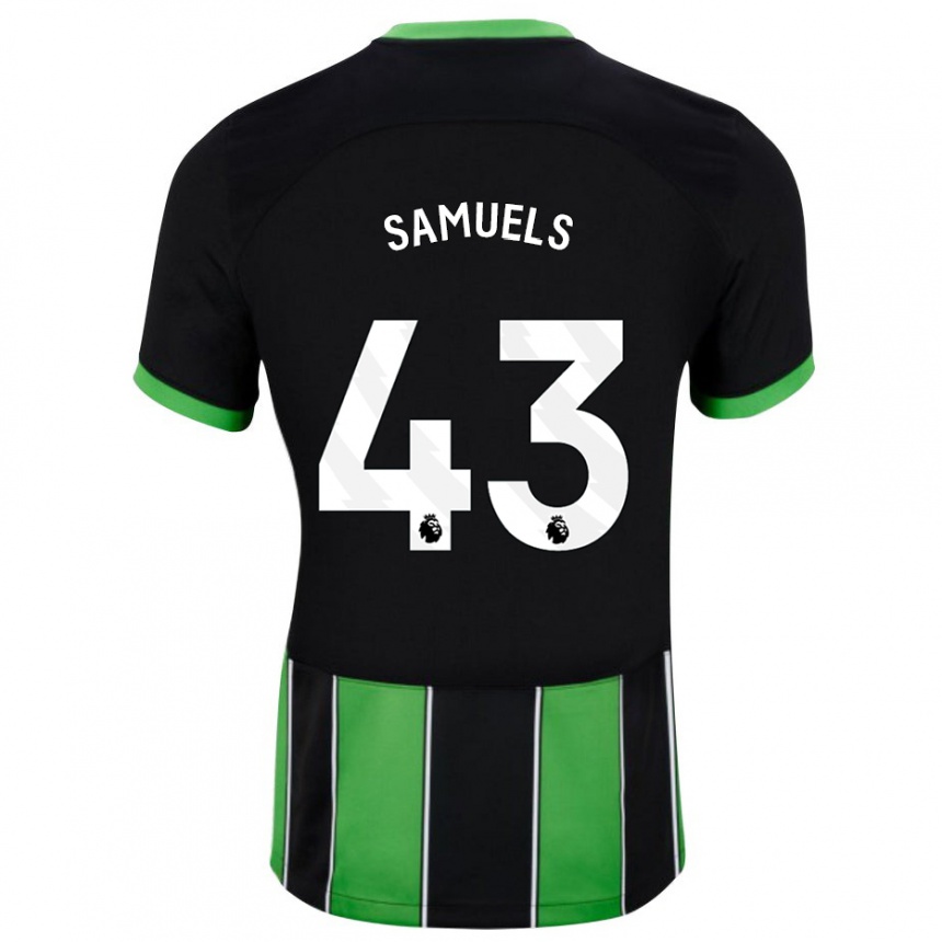 Kinder Fußball Imari Samuels #43 Schwarz Grün Auswärtstrikot Trikot 2023/24 T-Shirt Luxemburg