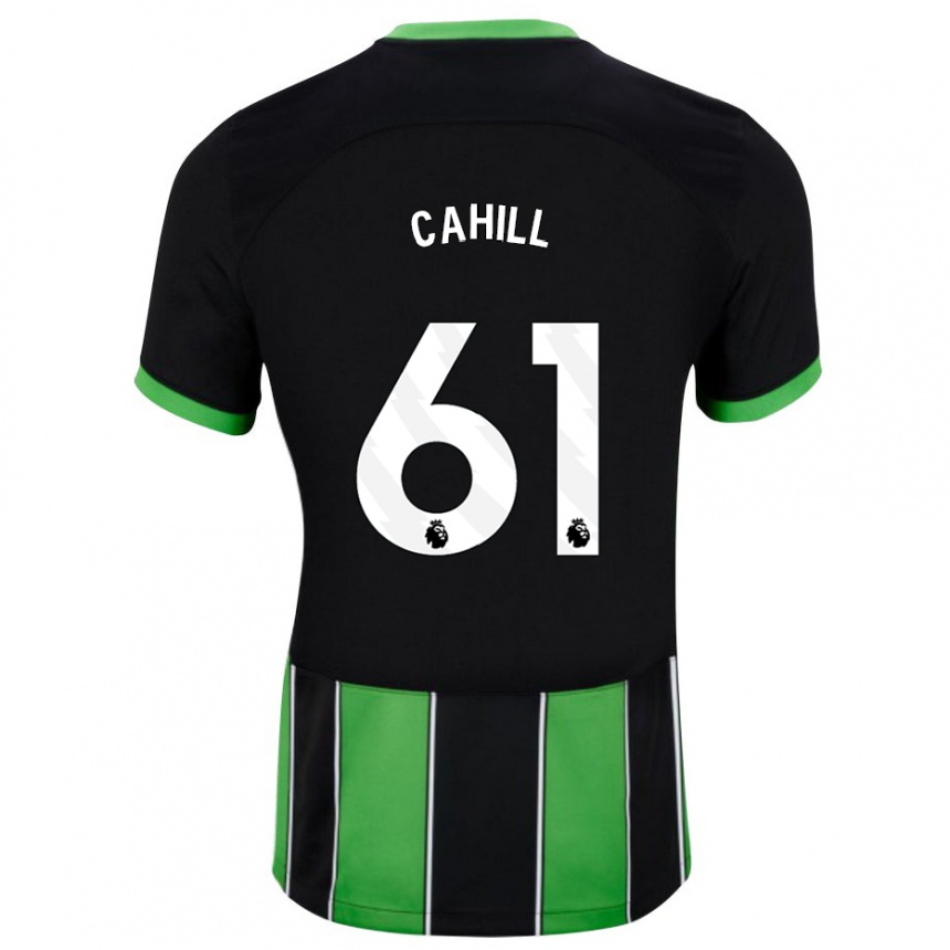 Kinder Fußball Killian Cahill #61 Schwarz Grün Auswärtstrikot Trikot 2023/24 T-Shirt Luxemburg