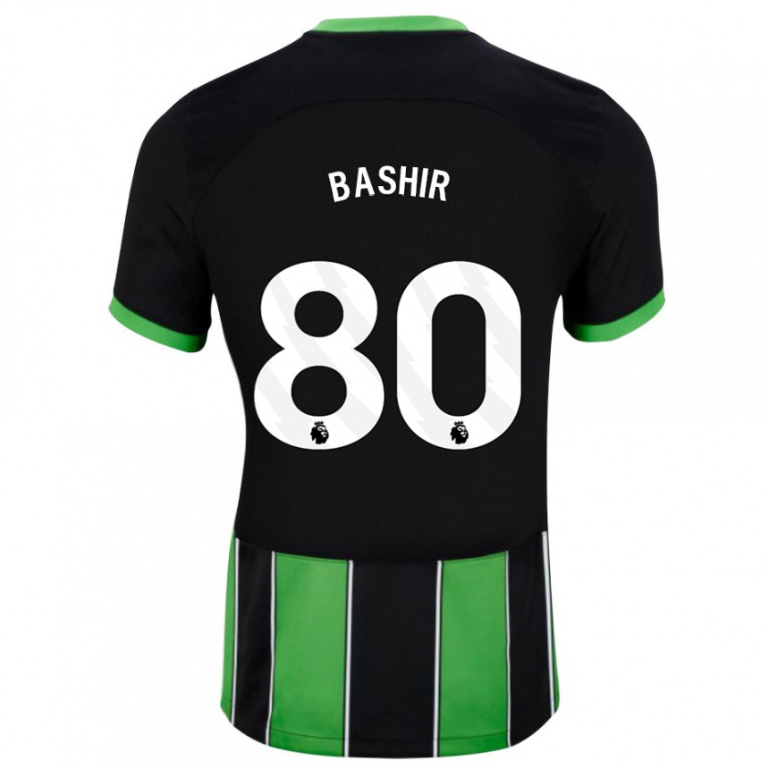 Kinder Fußball Sahil Bashir #80 Schwarz Grün Auswärtstrikot Trikot 2023/24 T-Shirt Luxemburg