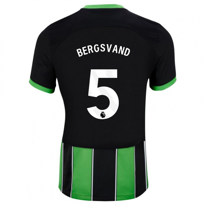 Kinder Fußball Guro Bergsvand #5 Schwarz Grün Auswärtstrikot Trikot 2023/24 T-Shirt Luxemburg