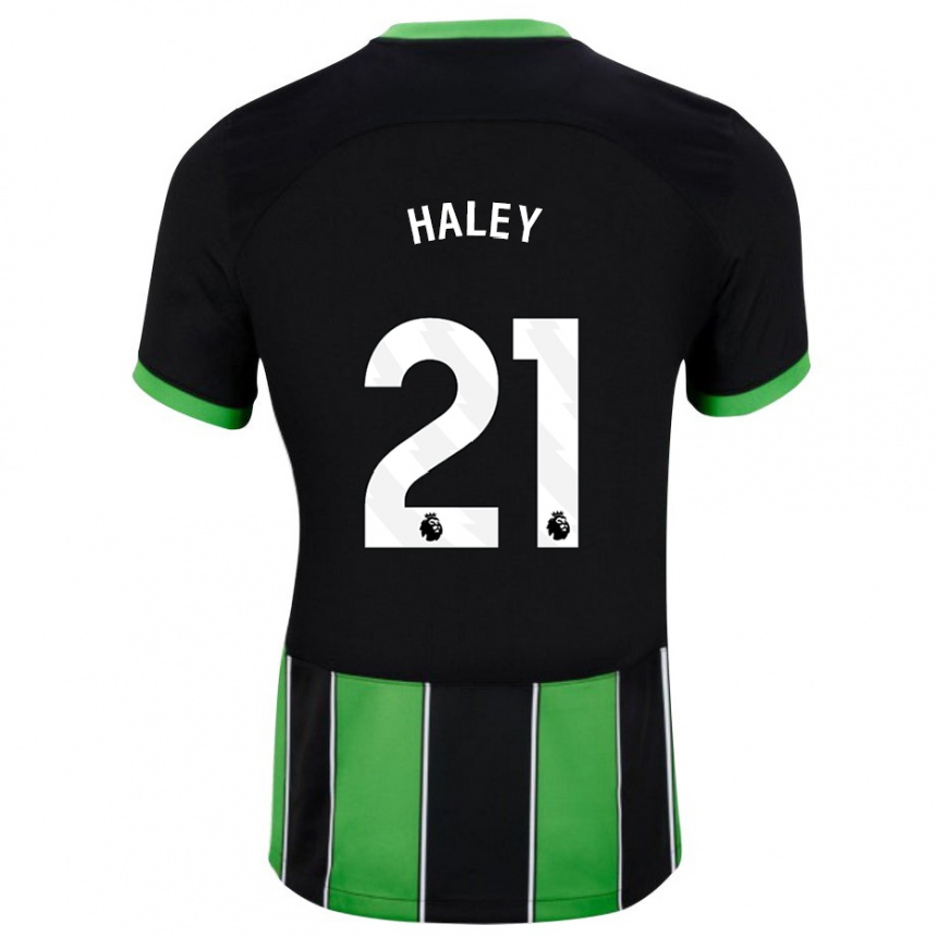 Kinder Fußball Madison Haley #21 Schwarz Grün Auswärtstrikot Trikot 2023/24 T-Shirt Luxemburg