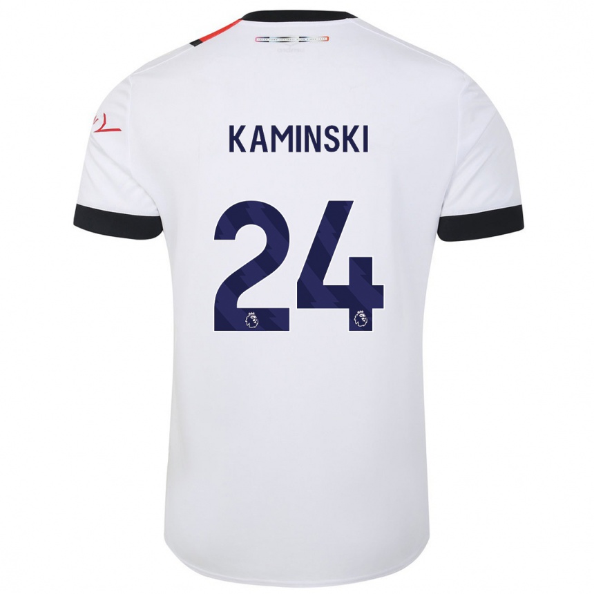 Kinder Fußball Thomas Kaminski #24 Weiß Auswärtstrikot Trikot 2023/24 T-Shirt Luxemburg