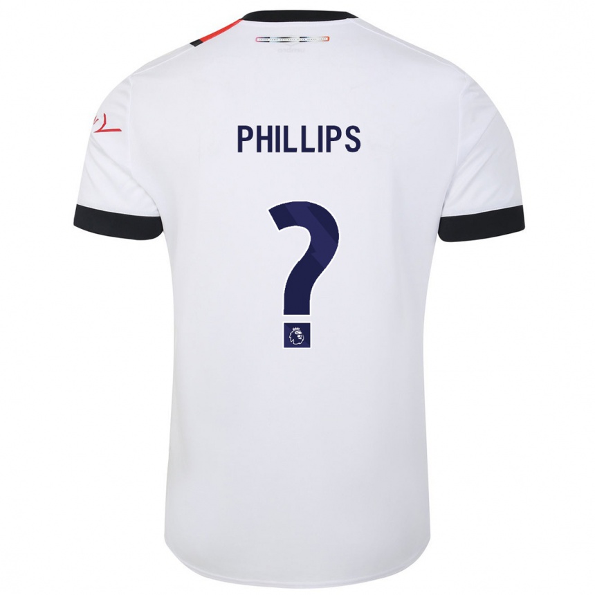 Kinder Fußball Josh Phillips #0 Weiß Auswärtstrikot Trikot 2023/24 T-Shirt Luxemburg