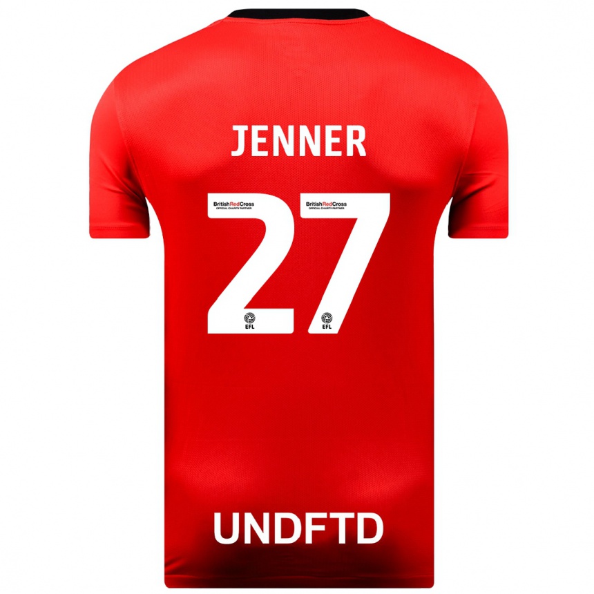 Kinder Fußball Abbi Jenner #27 Rot Auswärtstrikot Trikot 2023/24 T-Shirt Luxemburg