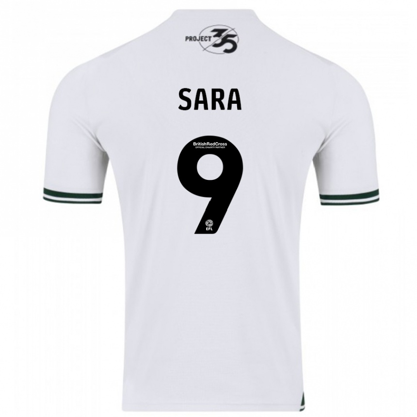 Kinder Fußball Ellie Sara #9 Weiß Auswärtstrikot Trikot 2023/24 T-Shirt Luxemburg