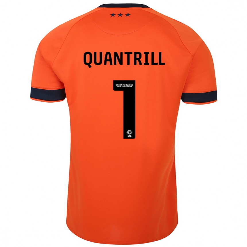 Kinder Fußball Sarah Quantrill #1 Orangefarben Auswärtstrikot Trikot 2023/24 T-Shirt Luxemburg