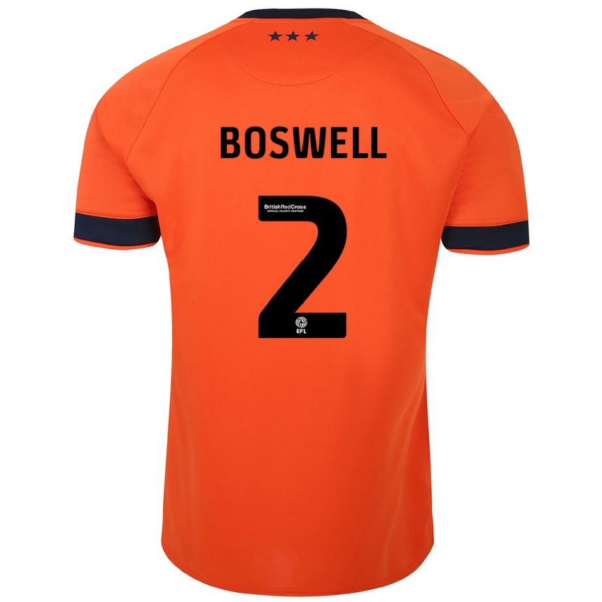 Kinder Fußball Maria Boswell #2 Orangefarben Auswärtstrikot Trikot 2023/24 T-Shirt Luxemburg