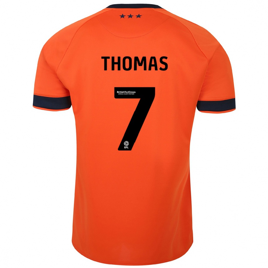 Kinder Fußball Natasha Thomas #7 Orangefarben Auswärtstrikot Trikot 2023/24 T-Shirt Luxemburg