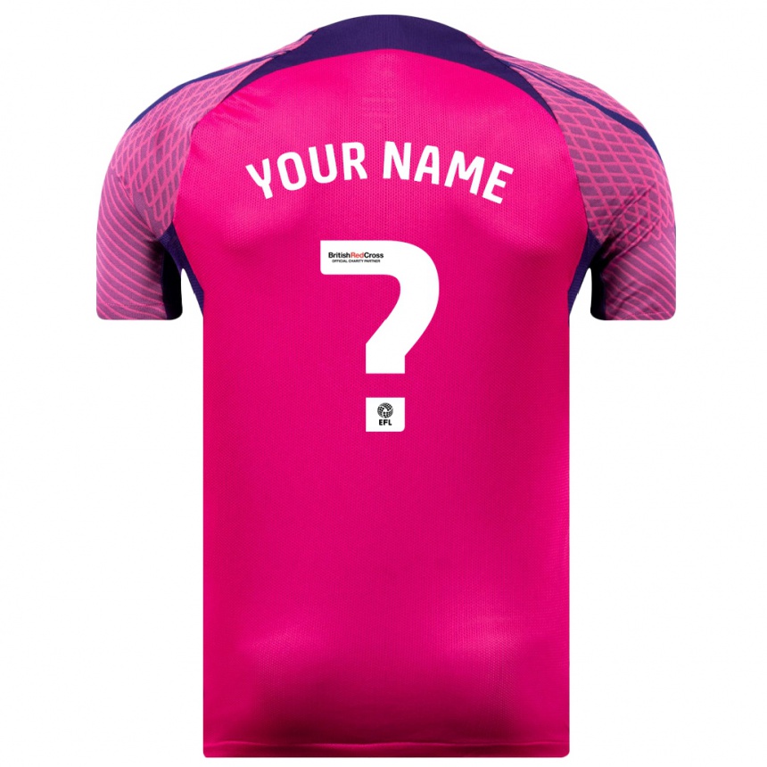 Kinder Fußball Ihren Namen #0 Lila Auswärtstrikot Trikot 2023/24 T-Shirt Luxemburg