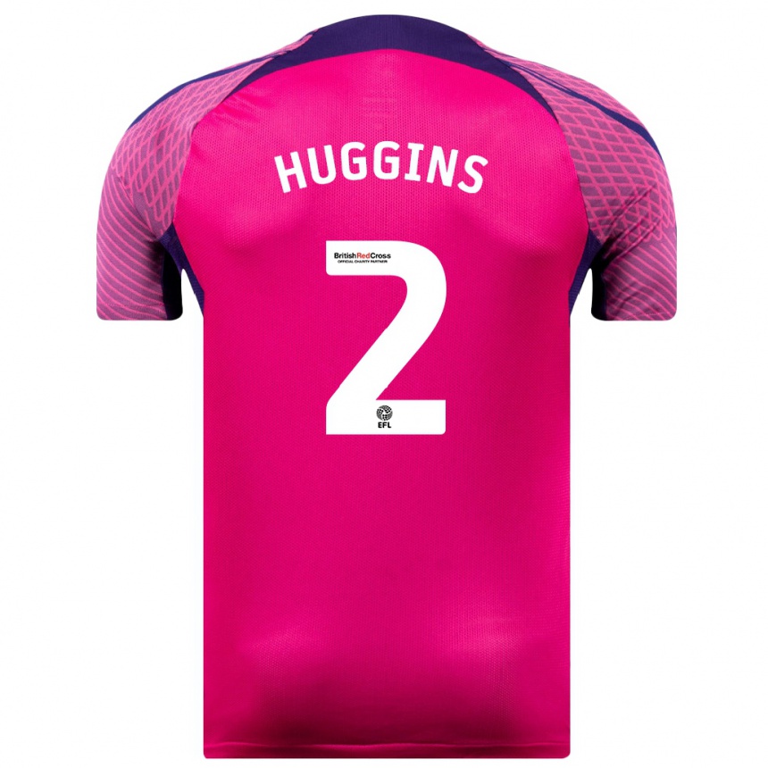 Kinder Fußball Niall Huggins #2 Lila Auswärtstrikot Trikot 2023/24 T-Shirt Luxemburg