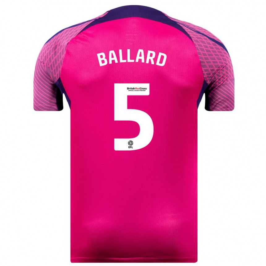 Kinder Fußball Daniel Ballard #5 Lila Auswärtstrikot Trikot 2023/24 T-Shirt Luxemburg