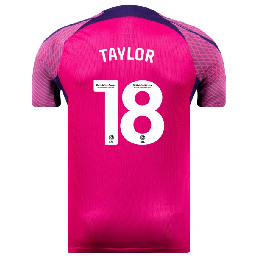 Kinder Fußball Ellis Taylor #18 Lila Auswärtstrikot Trikot 2023/24 T-Shirt Luxemburg