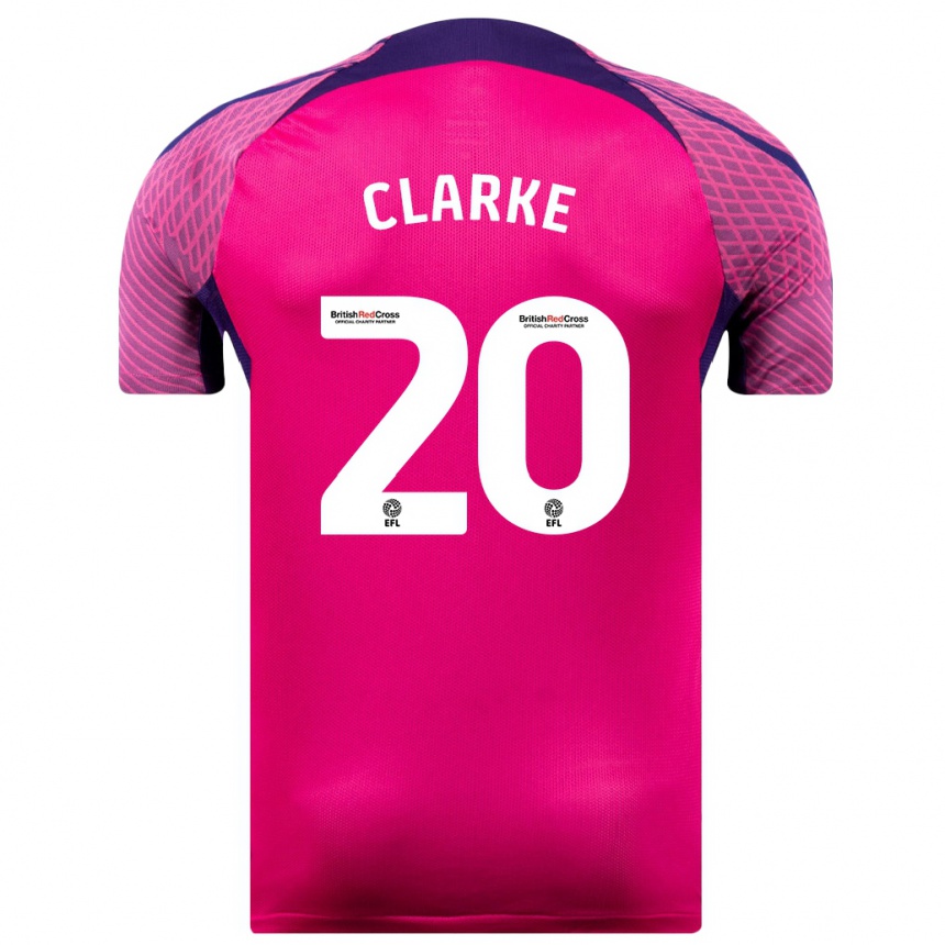 Kinder Fußball Jack Clarke #20 Lila Auswärtstrikot Trikot 2023/24 T-Shirt Luxemburg