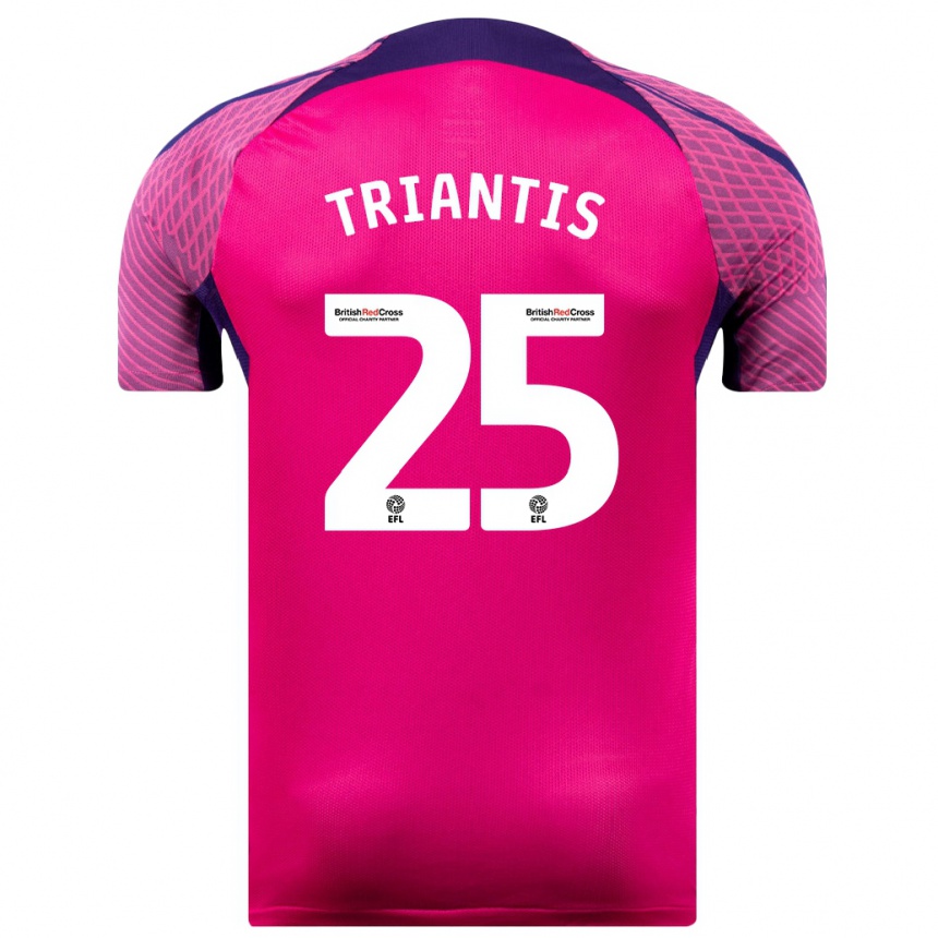 Kinder Fußball Nectarios Triantis #25 Lila Auswärtstrikot Trikot 2023/24 T-Shirt Luxemburg