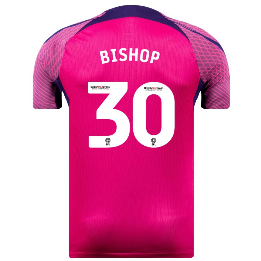 Kinder Fußball Nathan Bishop #30 Lila Auswärtstrikot Trikot 2023/24 T-Shirt Luxemburg