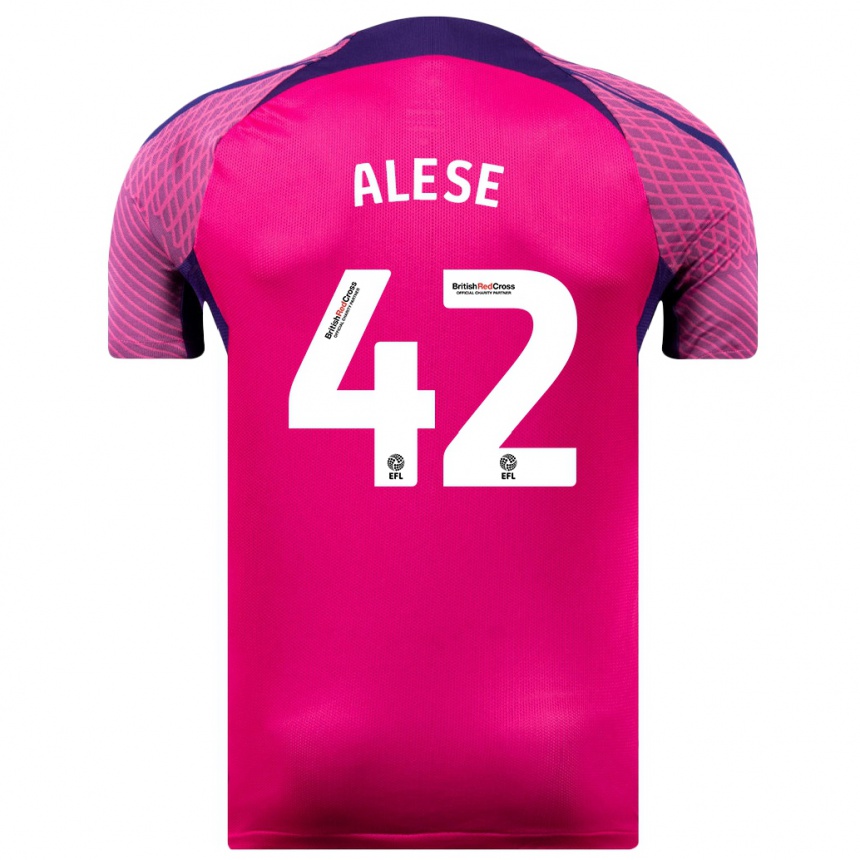 Kinder Fußball Aji Alese #42 Lila Auswärtstrikot Trikot 2023/24 T-Shirt Luxemburg