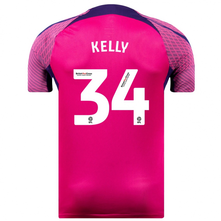 Kinder Fußball Caden Kelly #34 Lila Auswärtstrikot Trikot 2023/24 T-Shirt Luxemburg