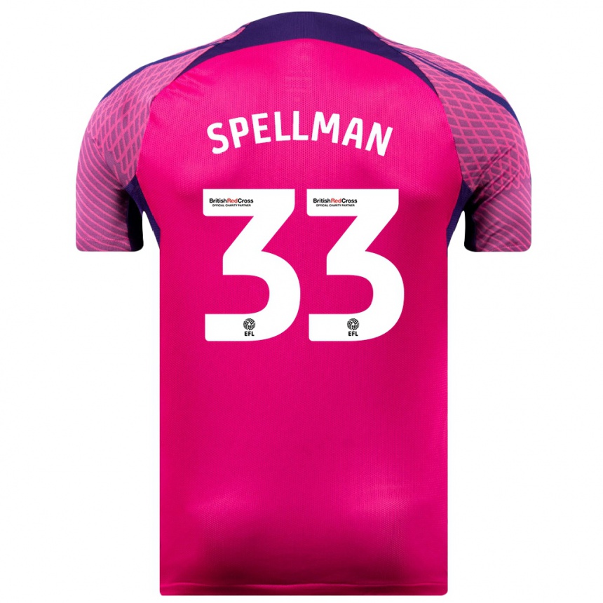 Kinder Fußball Michael Spellman #33 Lila Auswärtstrikot Trikot 2023/24 T-Shirt Luxemburg