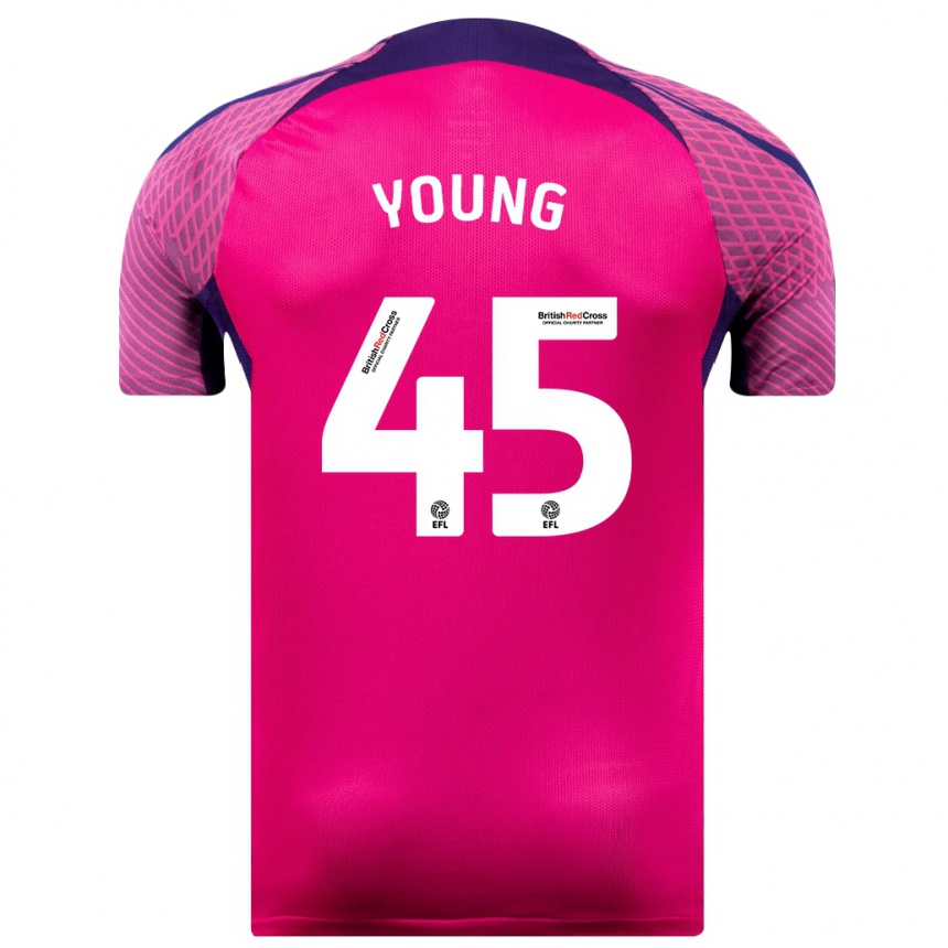 Kinder Fußball Matthew Young #45 Lila Auswärtstrikot Trikot 2023/24 T-Shirt Luxemburg