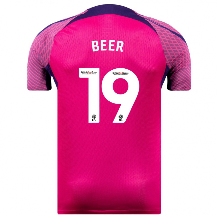 Kinder Fußball Megan Beer #19 Lila Auswärtstrikot Trikot 2023/24 T-Shirt Luxemburg