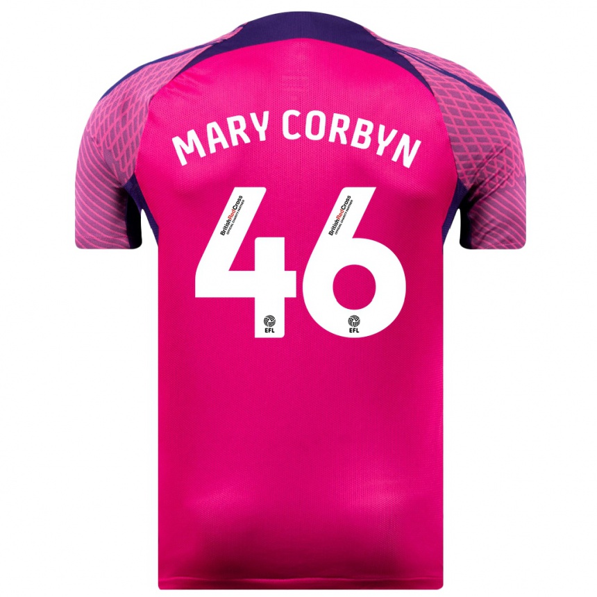 Kinder Fußball Mary Corbyn #46 Lila Auswärtstrikot Trikot 2023/24 T-Shirt Luxemburg