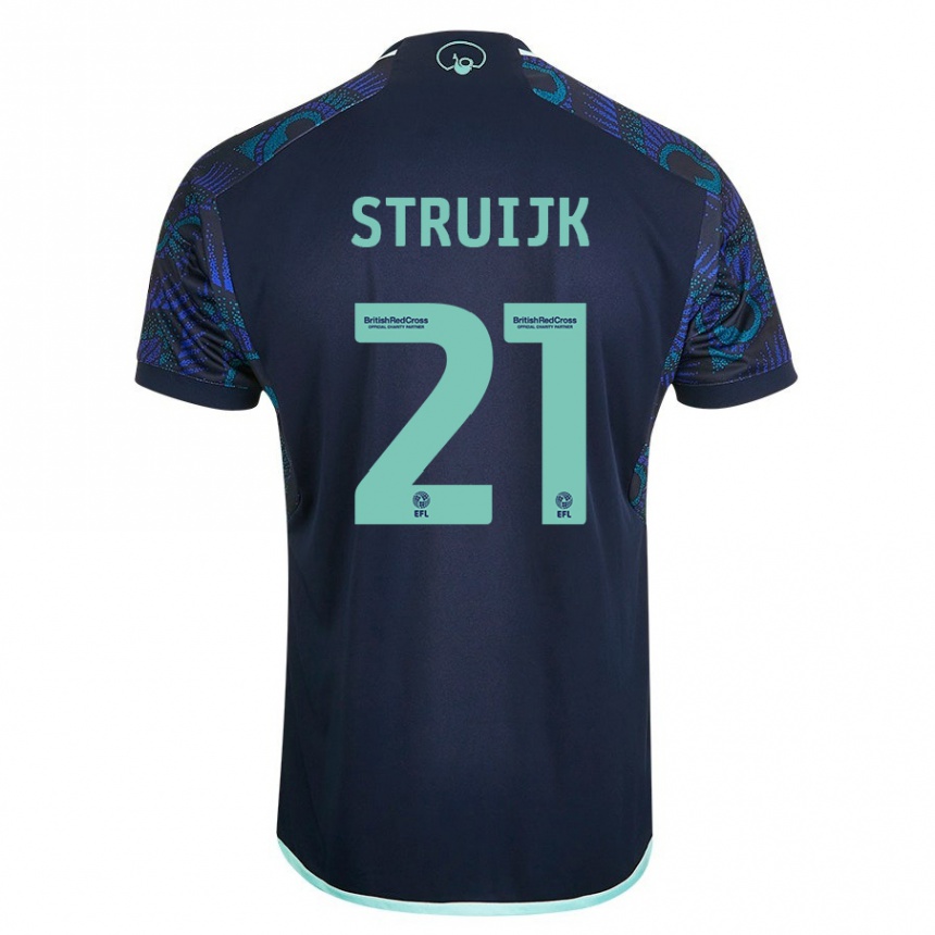 Kinder Fußball Pascal Struijk #21 Blau Auswärtstrikot Trikot 2023/24 T-Shirt Luxemburg