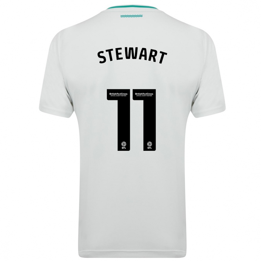 Kinder Fußball Ross Stewart #11 Weiß Auswärtstrikot Trikot 2023/24 T-Shirt Luxemburg