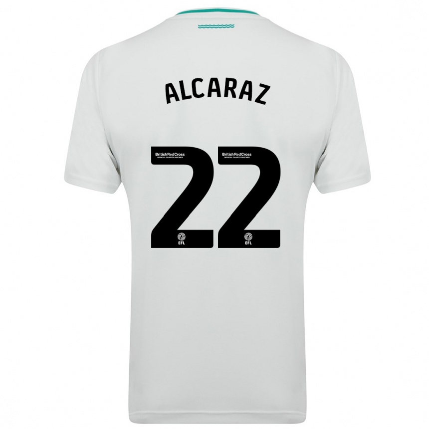 Kinder Fußball Carlos Alcaraz #22 Weiß Auswärtstrikot Trikot 2023/24 T-Shirt Luxemburg