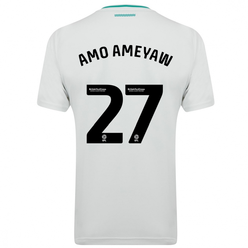 Kinder Fußball Samuel Amo-Ameyaw #27 Weiß Auswärtstrikot Trikot 2023/24 T-Shirt Luxemburg