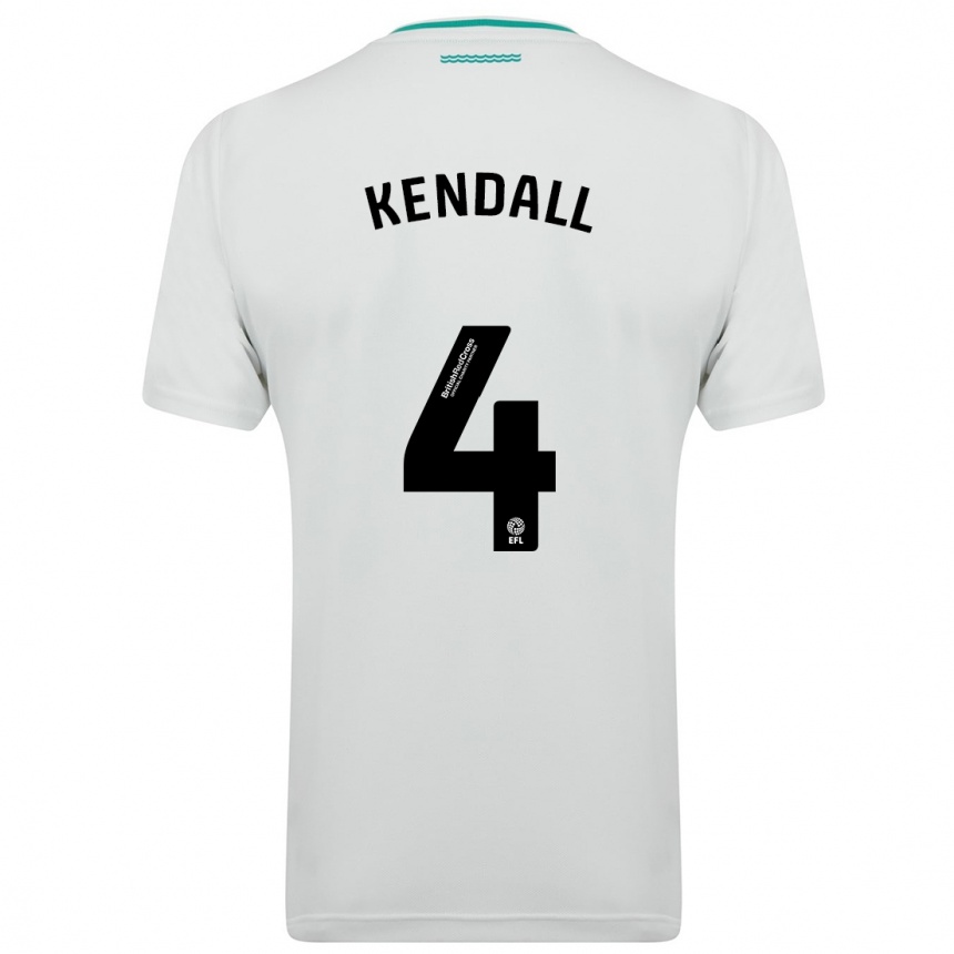 Kinder Fußball Lucia Kendall #4 Weiß Auswärtstrikot Trikot 2023/24 T-Shirt Luxemburg