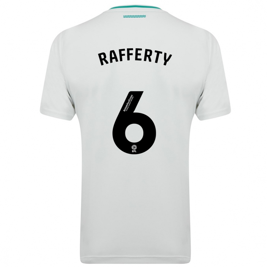 Kinder Fußball Laura Rafferty #6 Weiß Auswärtstrikot Trikot 2023/24 T-Shirt Luxemburg