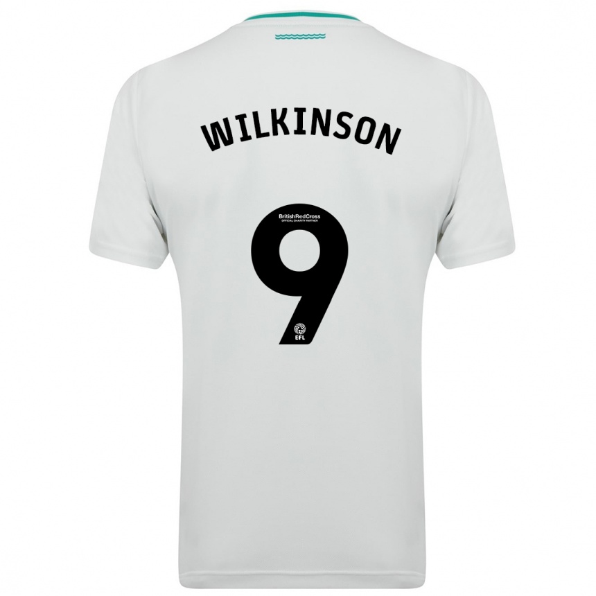 Kinder Fußball Katie Wilkinson #9 Weiß Auswärtstrikot Trikot 2023/24 T-Shirt Luxemburg