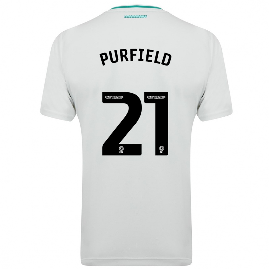 Kinder Fußball Jemma Elizabeth Purfield #21 Weiß Auswärtstrikot Trikot 2023/24 T-Shirt Luxemburg