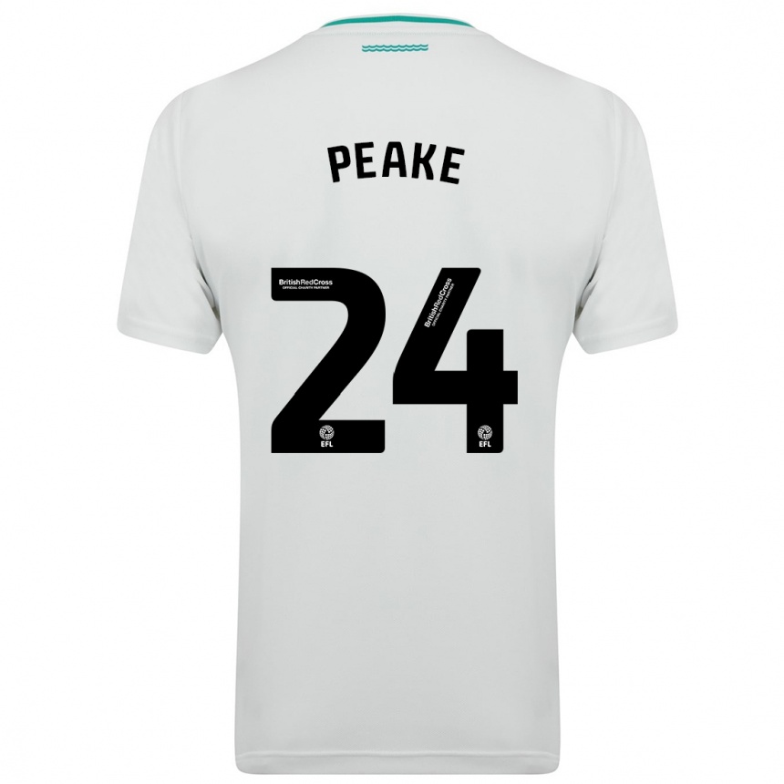 Kinder Fußball Paige Peake #24 Weiß Auswärtstrikot Trikot 2023/24 T-Shirt Luxemburg