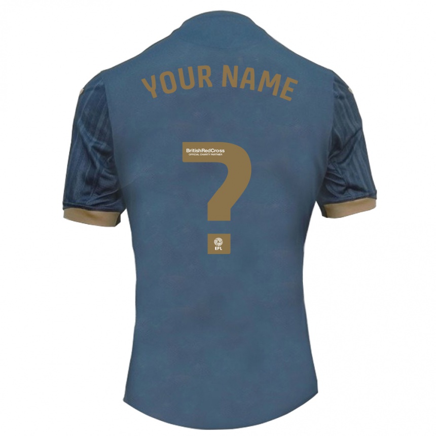 Kinder Fußball Ihren Namen #0 Dunkles Blaugrün Auswärtstrikot Trikot 2023/24 T-Shirt Luxemburg