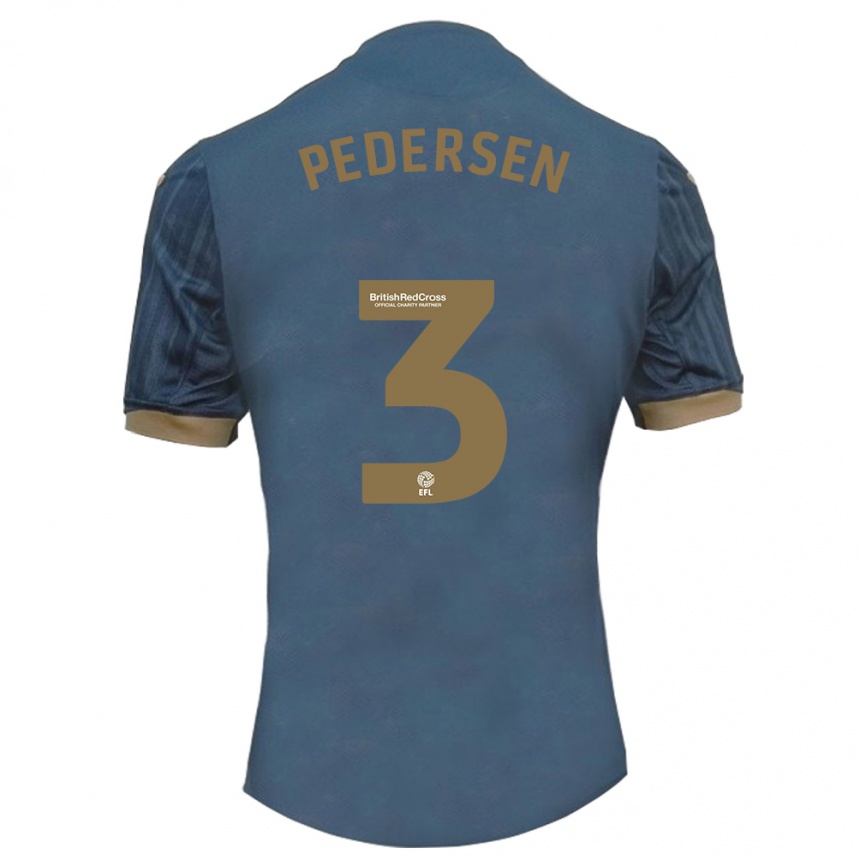 Kinder Fußball Kristian Pedersen #3 Dunkles Blaugrün Auswärtstrikot Trikot 2023/24 T-Shirt Luxemburg