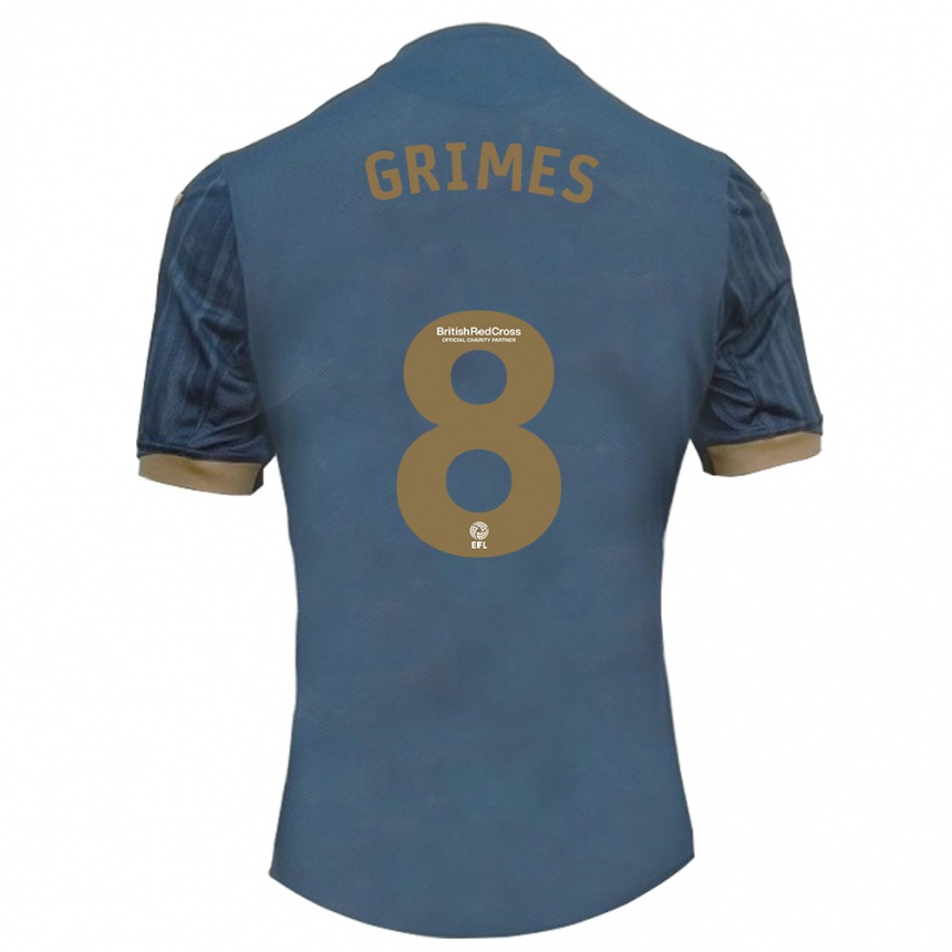 Kinder Fußball Matt Grimes #8 Dunkles Blaugrün Auswärtstrikot Trikot 2023/24 T-Shirt Luxemburg