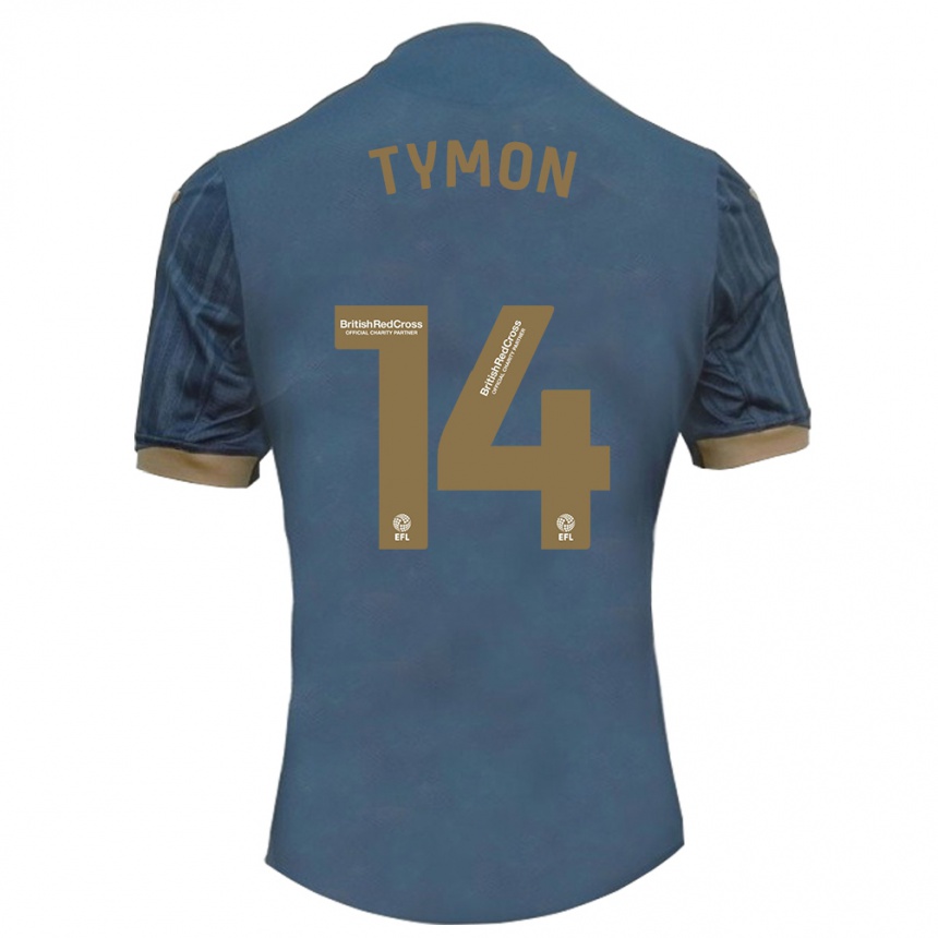 Kinder Fußball Josh Tymon #14 Dunkles Blaugrün Auswärtstrikot Trikot 2023/24 T-Shirt Luxemburg