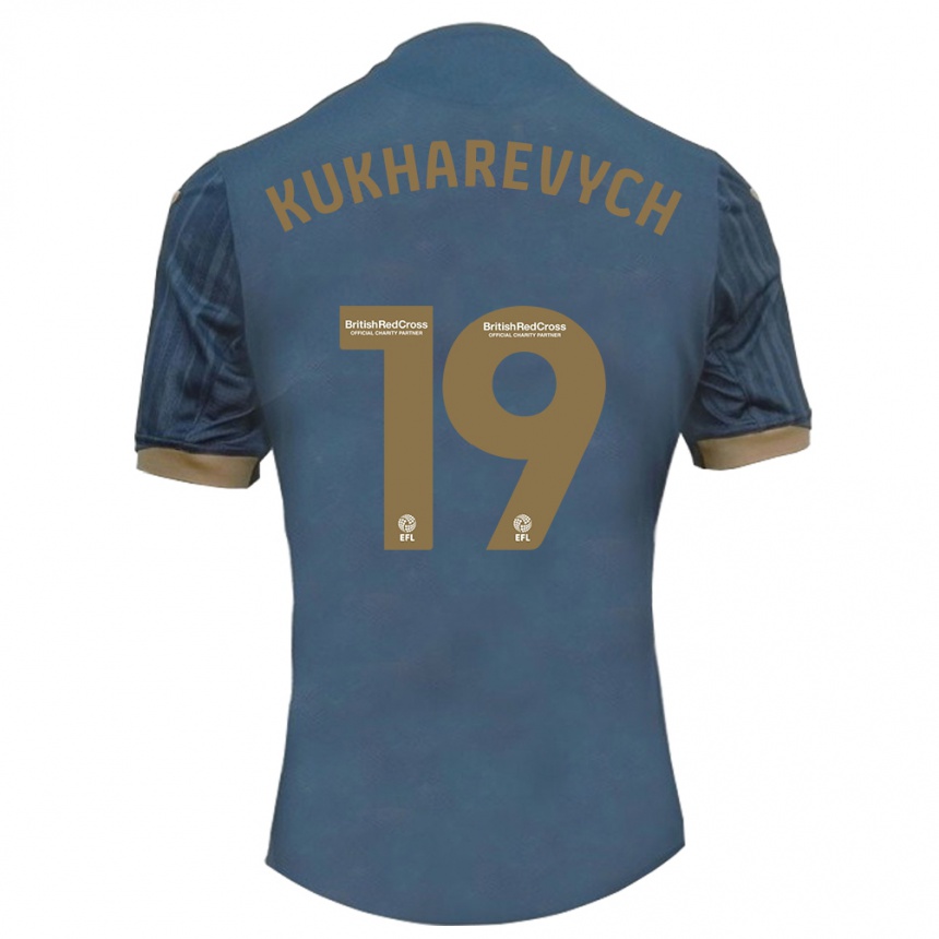 Kinder Fußball Mykola Kukharevych #19 Dunkles Blaugrün Auswärtstrikot Trikot 2023/24 T-Shirt Luxemburg