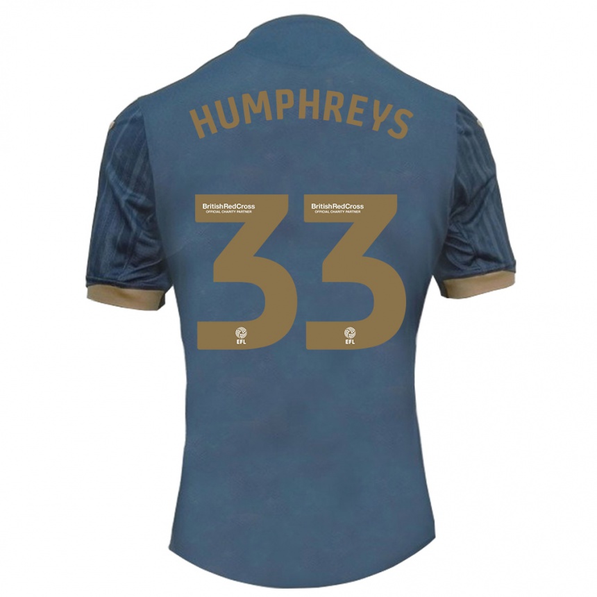 Kinder Fußball Bashir Humphreys #33 Dunkles Blaugrün Auswärtstrikot Trikot 2023/24 T-Shirt Luxemburg