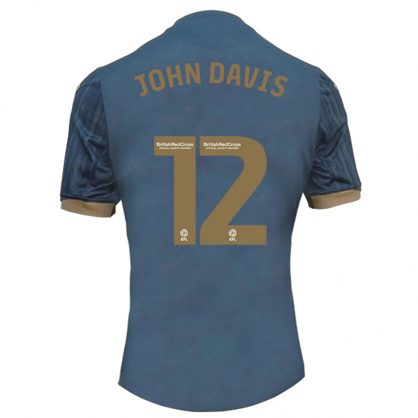 Kinder Fußball Stacey John-Davis #12 Dunkles Blaugrün Auswärtstrikot Trikot 2023/24 T-Shirt Luxemburg