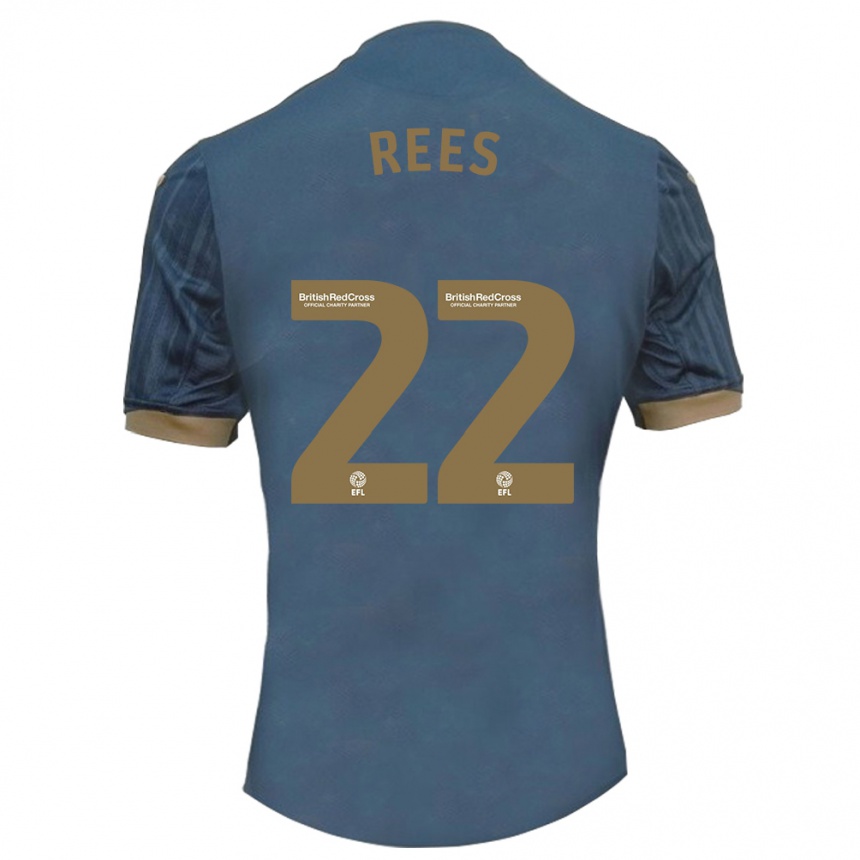 Kinder Fußball Nia Rees #22 Dunkles Blaugrün Auswärtstrikot Trikot 2023/24 T-Shirt Luxemburg