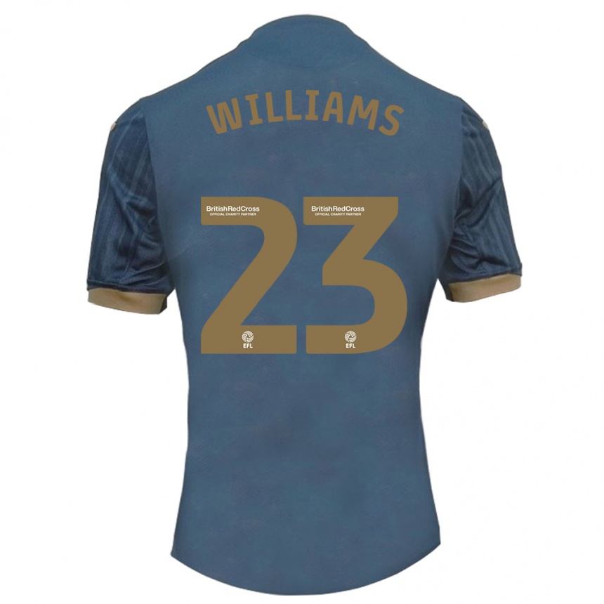 Kinder Fußball Jessica Williams #23 Dunkles Blaugrün Auswärtstrikot Trikot 2023/24 T-Shirt Luxemburg