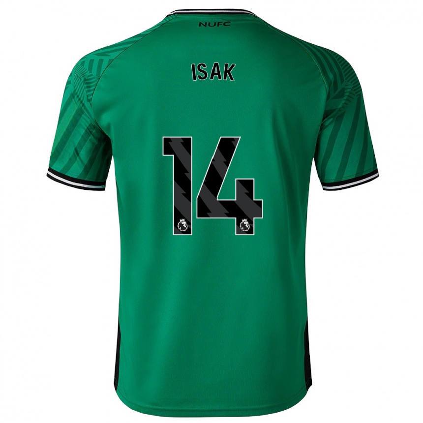 Kinder Fußball Alexander Isak #14 Grün Auswärtstrikot Trikot 2023/24 T-Shirt Luxemburg