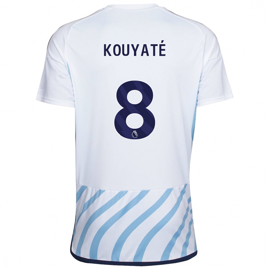 Kinder Fußball Cheikhou Kouyaté #8 Weiß Blau Auswärtstrikot Trikot 2023/24 T-Shirt Luxemburg