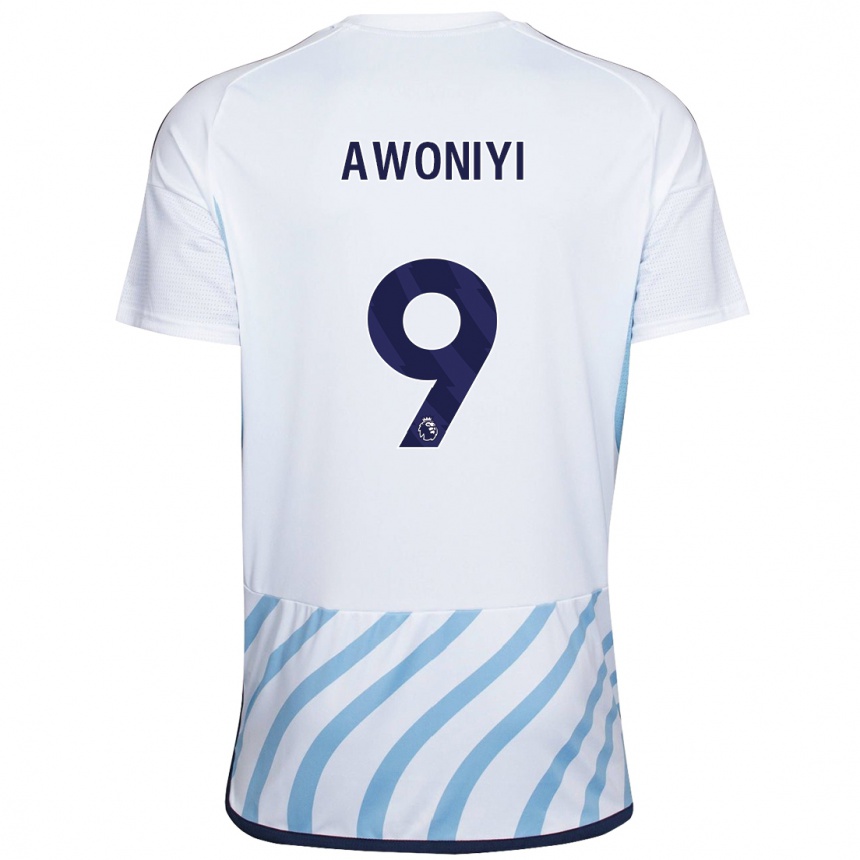 Kinder Fußball Taiwo Awoniyi #9 Weiß Blau Auswärtstrikot Trikot 2023/24 T-Shirt Luxemburg