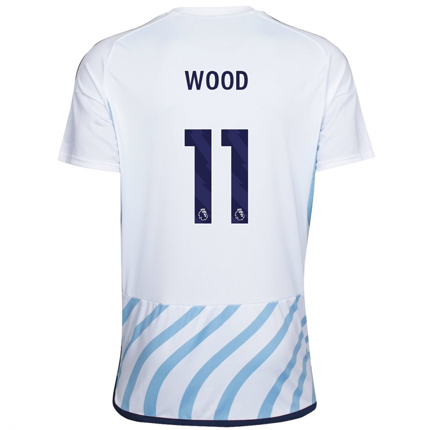 Kinder Fußball Chris Wood #11 Weiß Blau Auswärtstrikot Trikot 2023/24 T-Shirt Luxemburg