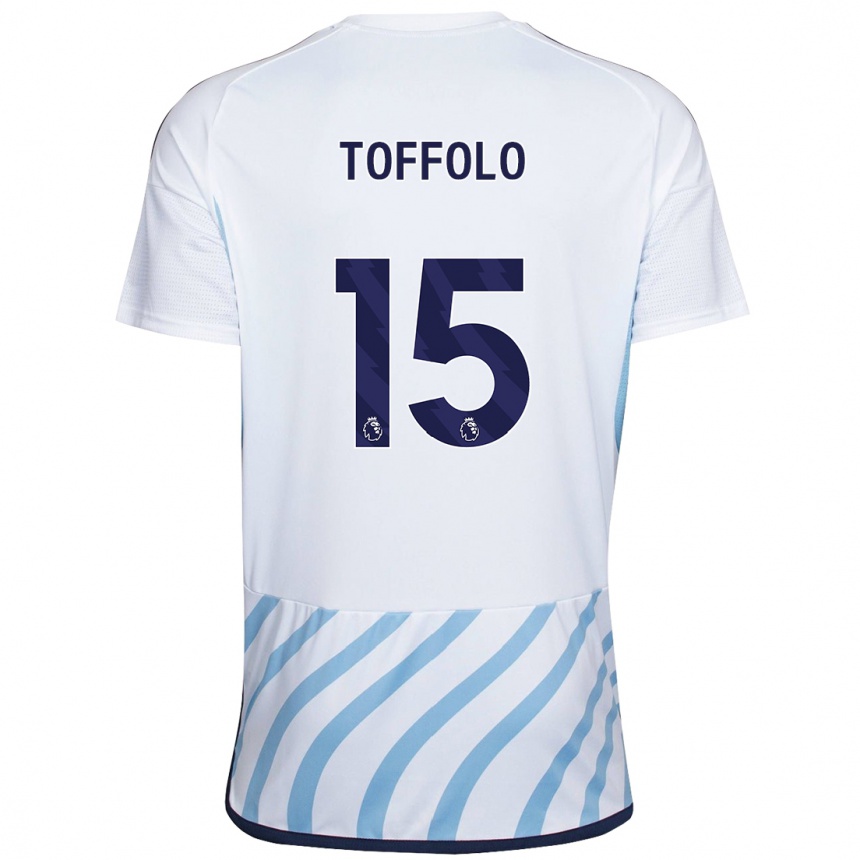 Kinder Fußball Harry Toffolo #15 Weiß Blau Auswärtstrikot Trikot 2023/24 T-Shirt Luxemburg