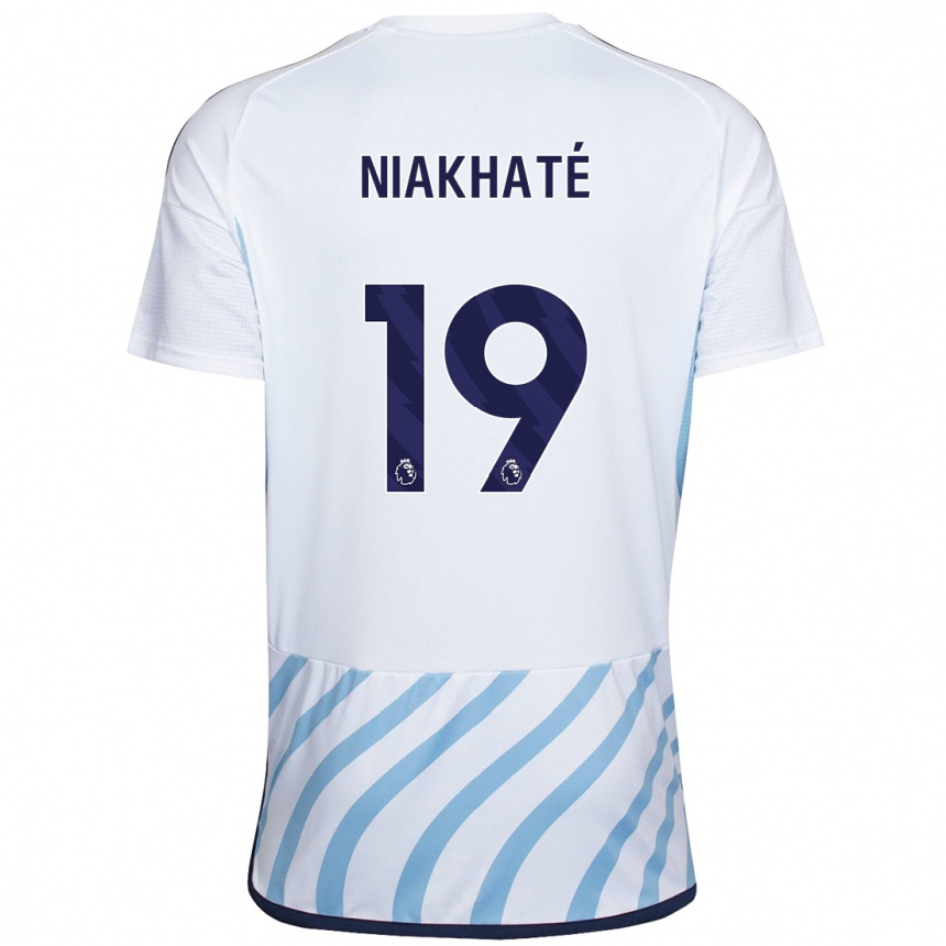 Kinder Fußball Moussa Niakhaté #19 Weiß Blau Auswärtstrikot Trikot 2023/24 T-Shirt Luxemburg