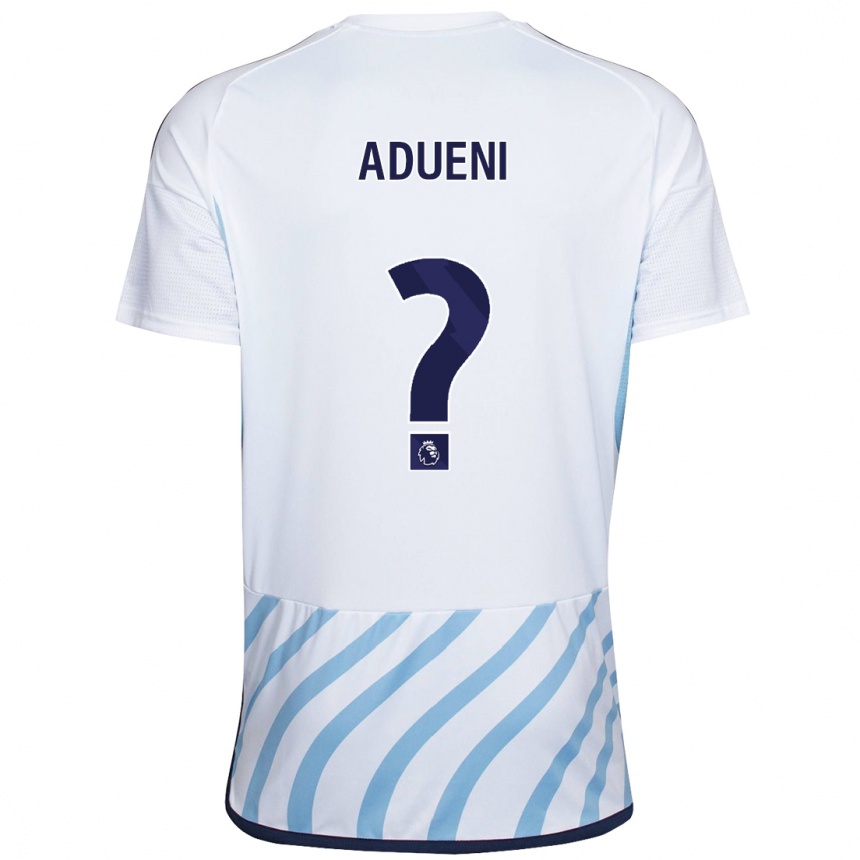 Kinder Fußball Kevin Adueni #0 Weiß Blau Auswärtstrikot Trikot 2023/24 T-Shirt Luxemburg